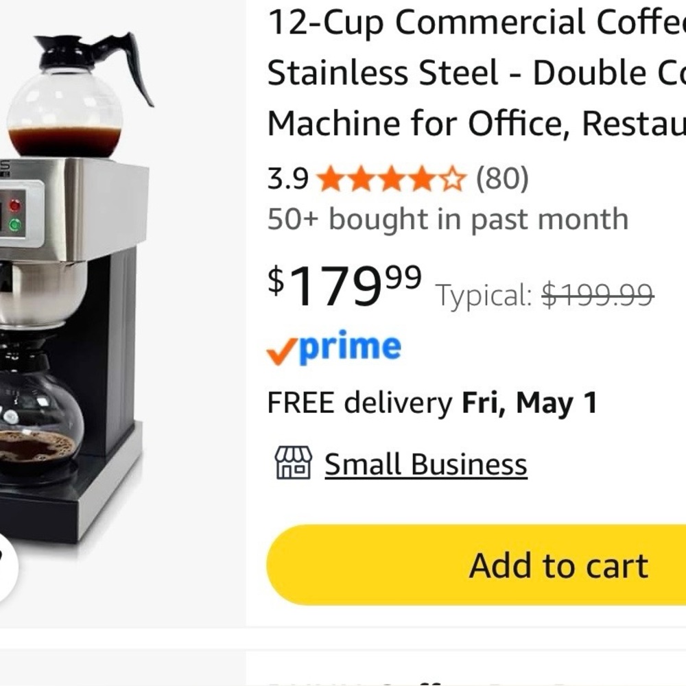 Brand new Commercial 12-Cup Coffee Brewer - Black and Stainless